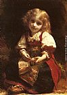 A Little Girl Holding A Bird by Etienne Adolphe Piot